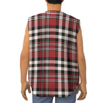 Red Black And White Border Tartan Print Sleeveless Baseball Jersey