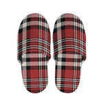 Red Black And White Border Tartan Print Slippers