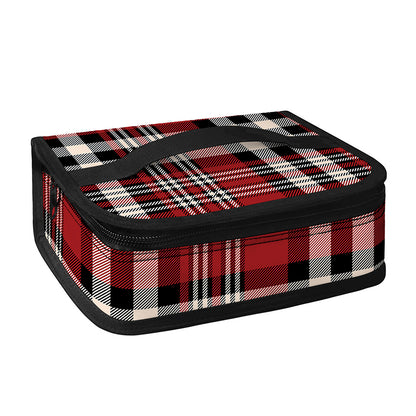 Red Black And White Border Tartan Print Small Lunch Bag
