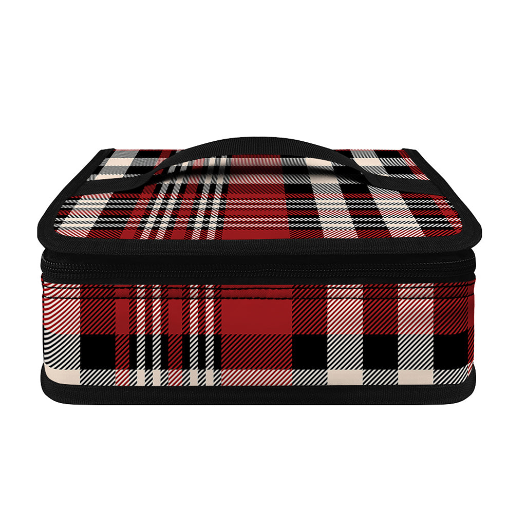 Red Black And White Border Tartan Print Small Lunch Bag