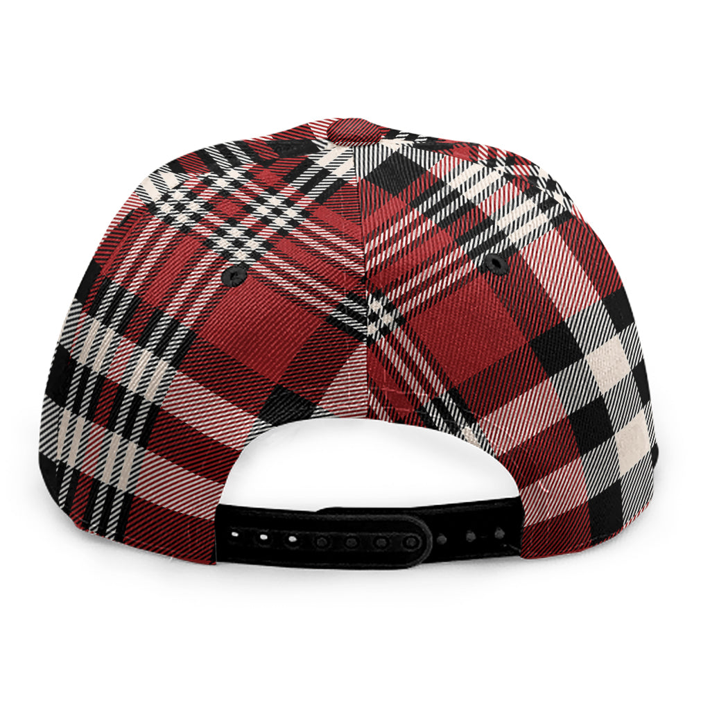 Red Black And White Border Tartan Print Snapback Cap