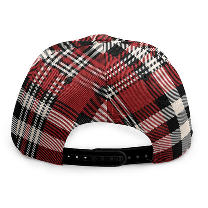 Red Black And White Border Tartan Print Snapback Cap