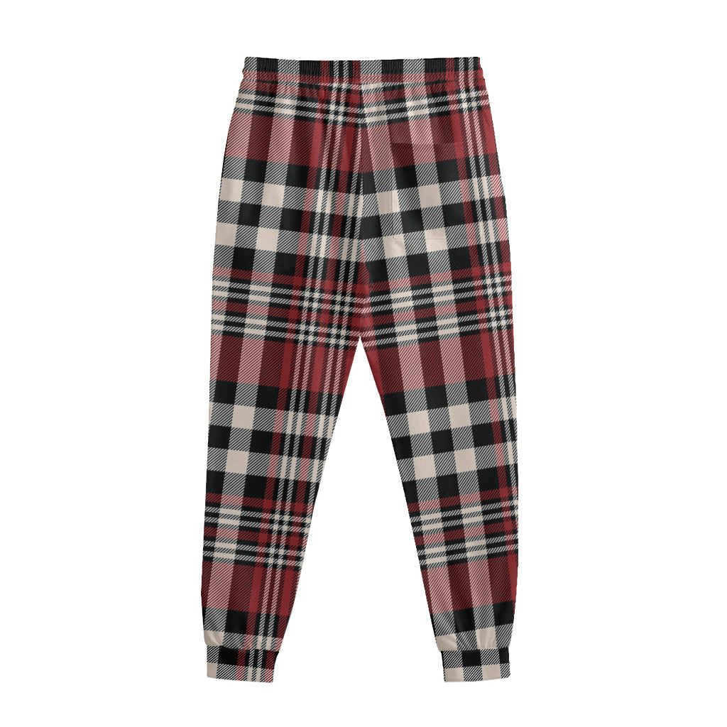 Red Black And White Border Tartan Print Sweatpants