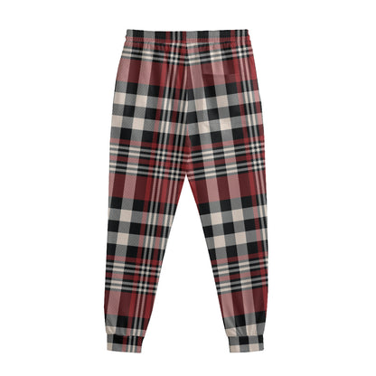Red Black And White Border Tartan Print Sweatpants