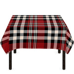Red Black And White Border Tartan Print Tablecloth
