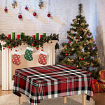 Red Black And White Border Tartan Print Tablecloth