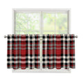 Red Black And White Border Tartan Print Tier Curtains