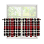 Red Black And White Border Tartan Print Tier Curtains