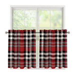 Red Black And White Border Tartan Print Tier Curtains