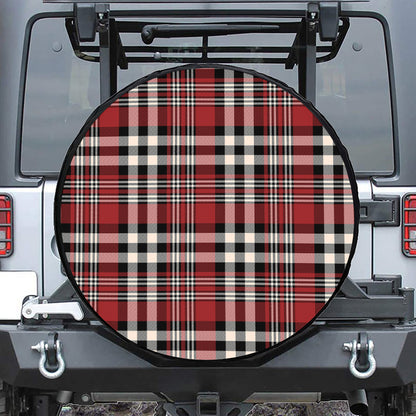 Red Black And White Border Tartan Print Tire Cover