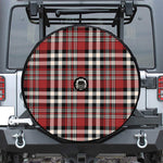 Red Black And White Border Tartan Print Tire Cover With Camera Hole