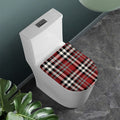 Red Black And White Border Tartan Print Toilet Lid Cover