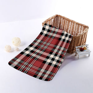 Red Black And White Border Tartan Print Towel