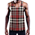 Red Black And White Border Tartan Print Men's Workout Tank Top