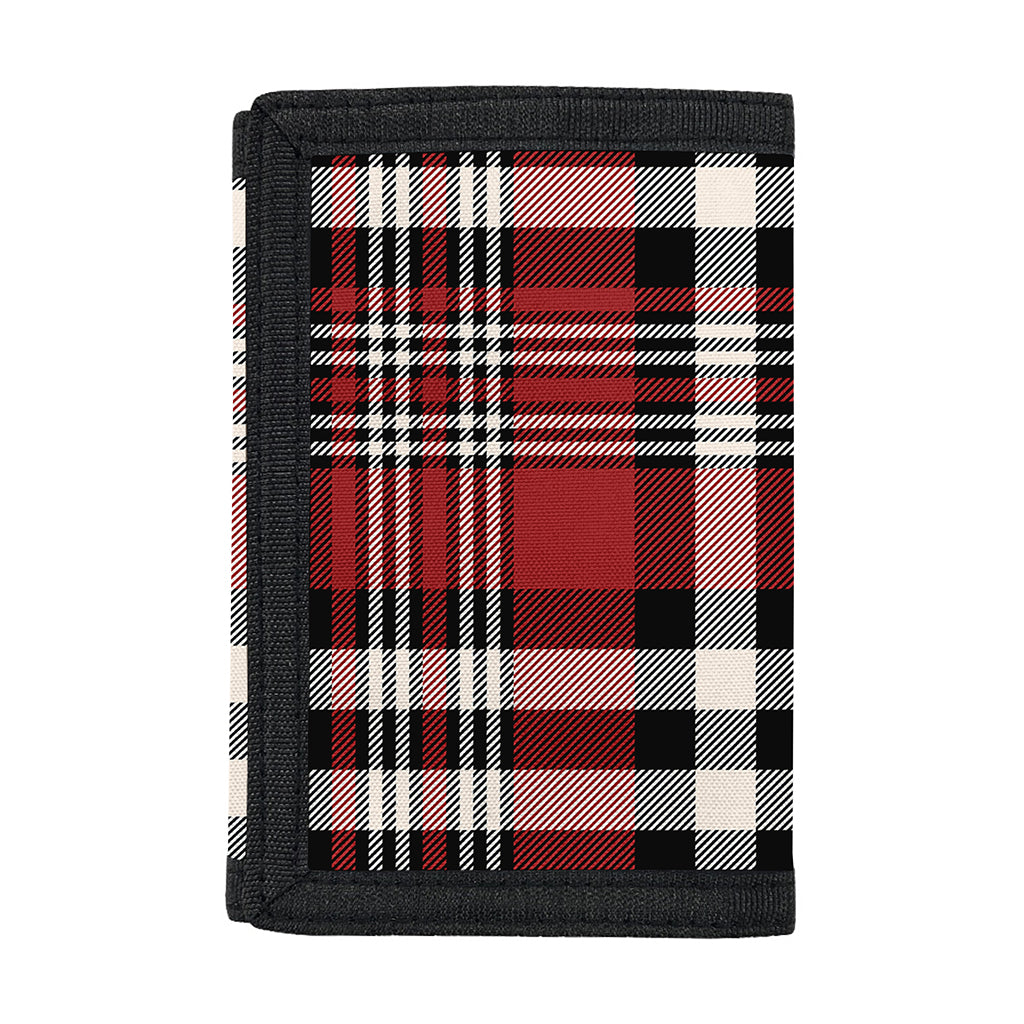 Red Black And White Border Tartan Print Trifold Wallet