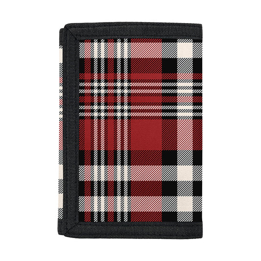 Red Black And White Border Tartan Print Trifold Wallet