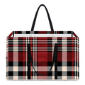 Red Black And White Border Tartan Print Utility Tote Bag