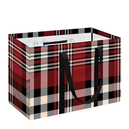 Red Black And White Border Tartan Print Utility Tote Bag