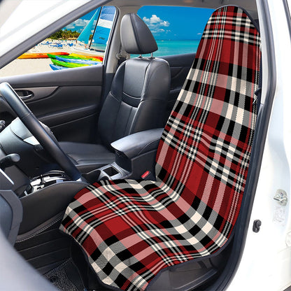 Red Black And White Border Tartan Print Waterproof Car Seat Cover
