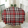 Red Black And White Border Tartan Print Waterproof Round Tablecloth