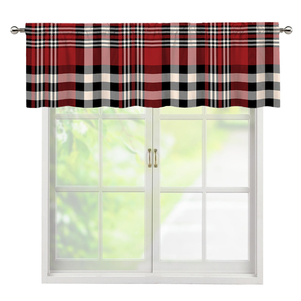 Red Black And White Border Tartan Print Window Valance