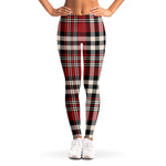 Red Black And White Border Tartan Print Women's Leggings