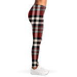 Red Black And White Border Tartan Print Women's Leggings