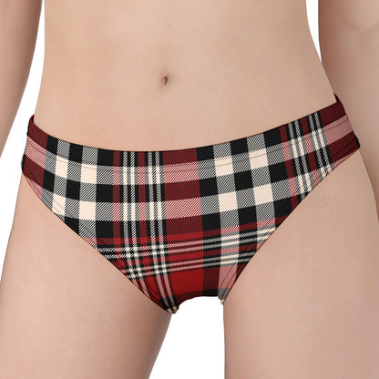 Red Black And White Border Tartan Print Women's Panties