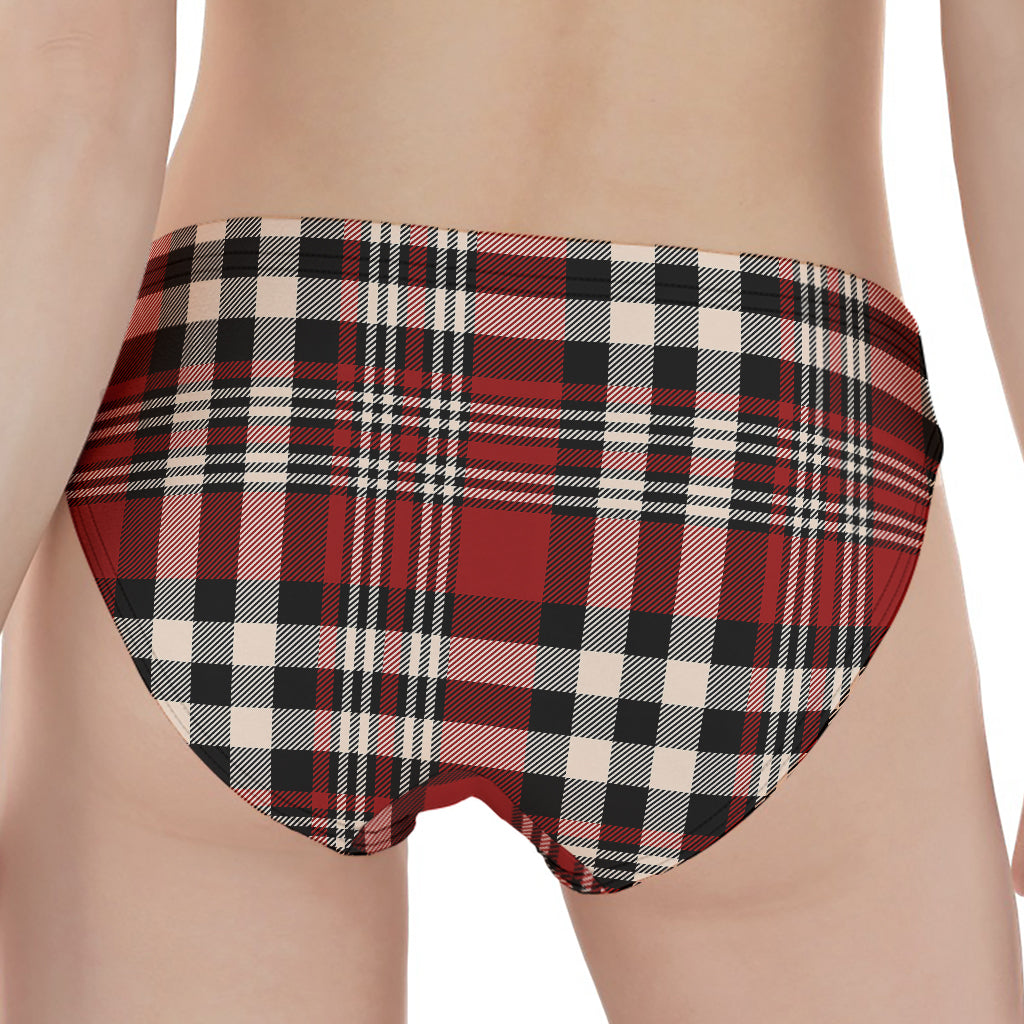 Red Black And White Border Tartan Print Women's Panties