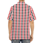 Red Black And White Houndstooth Print Aloha Shirt