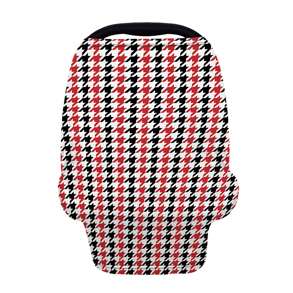 Red Black And White Houndstooth Print Baby Seat Cover