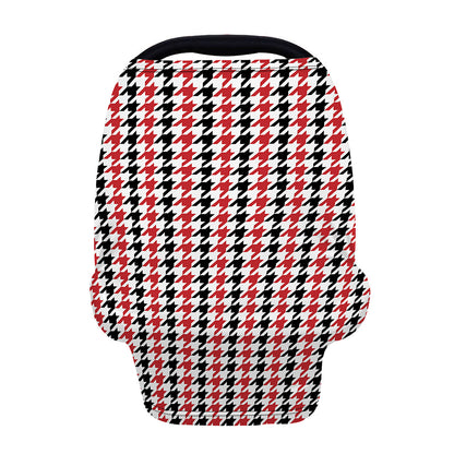 Red Black And White Houndstooth Print Baby Seat Cover