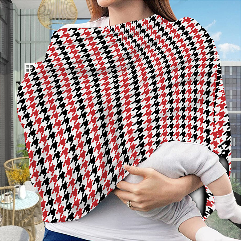 Red Black And White Houndstooth Print Baby Seat Cover