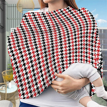 Red Black And White Houndstooth Print Baby Seat Cover