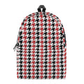 Red Black And White Houndstooth Print School Backpack
