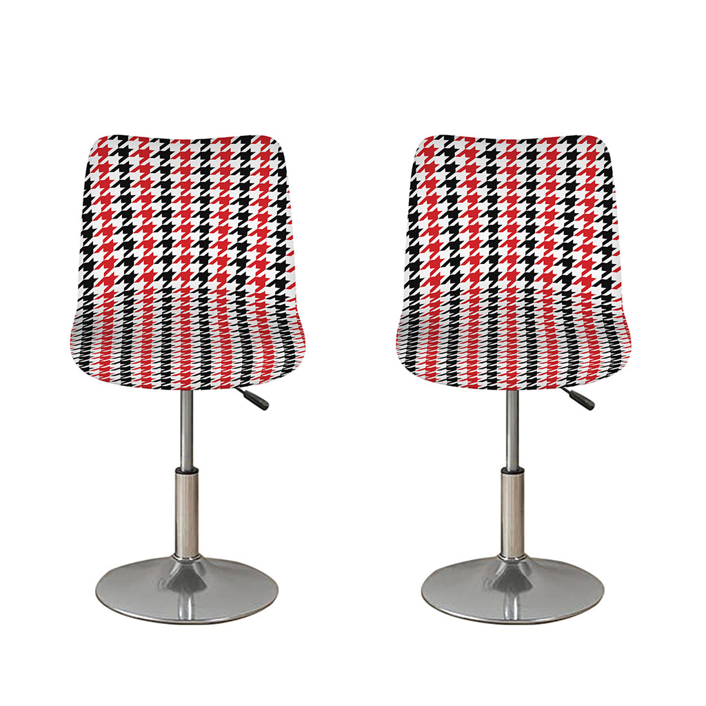 Red Black And White Houndstooth Print Bar Stool Covers