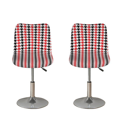 Red Black And White Houndstooth Print Bar Stool Covers