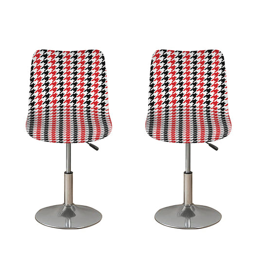 Red Black And White Houndstooth Print Bar Stool Covers