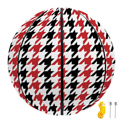 Red Black And White Houndstooth Print Basketball