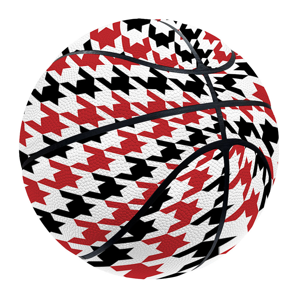 Red Black And White Houndstooth Print Basketball