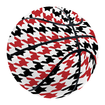 Red Black And White Houndstooth Print Basketball