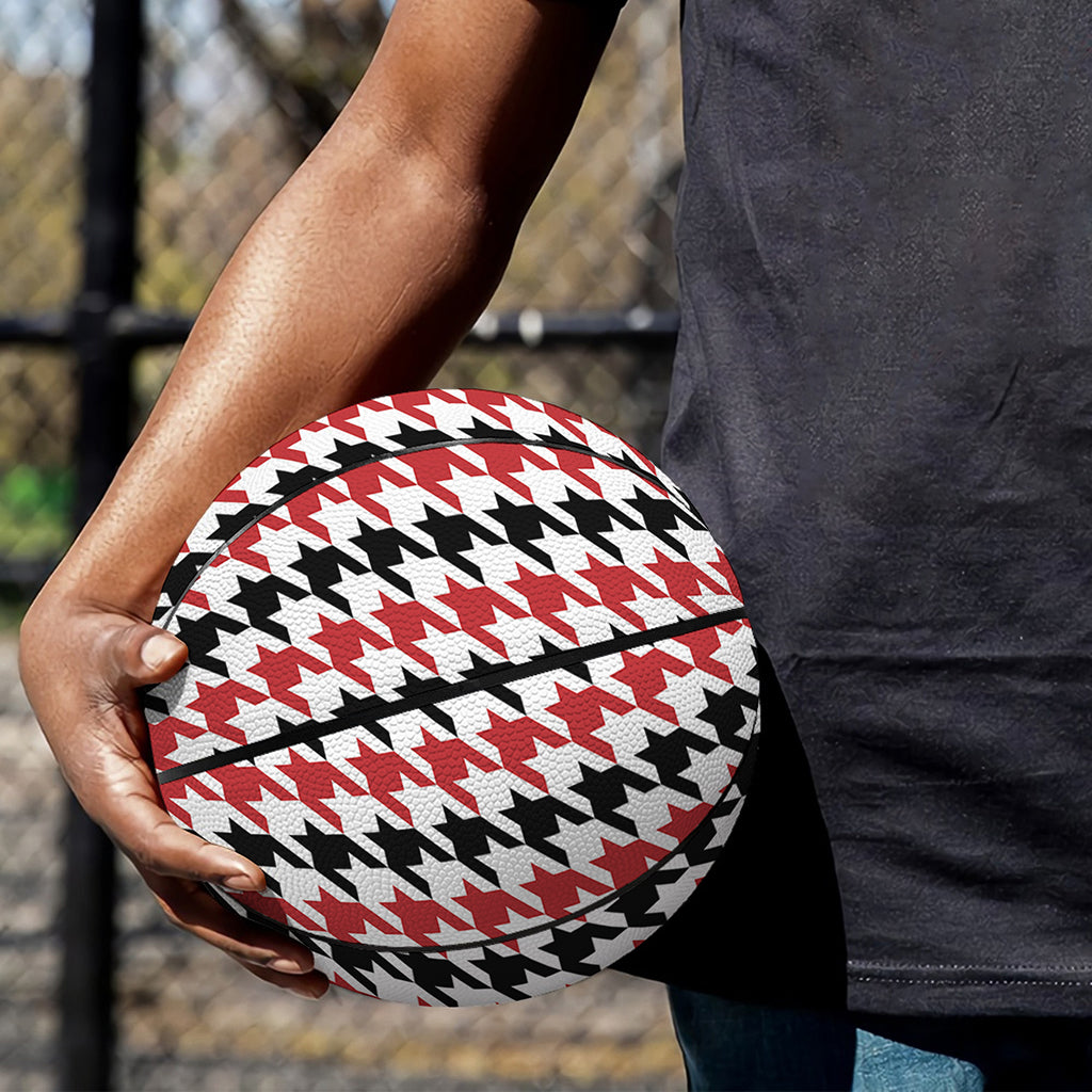 Red Black And White Houndstooth Print Basketball