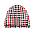 Red Black And White Houndstooth Print Beanie