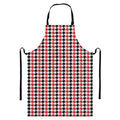 Red Black And White Houndstooth Print Bib Apron With Pocket