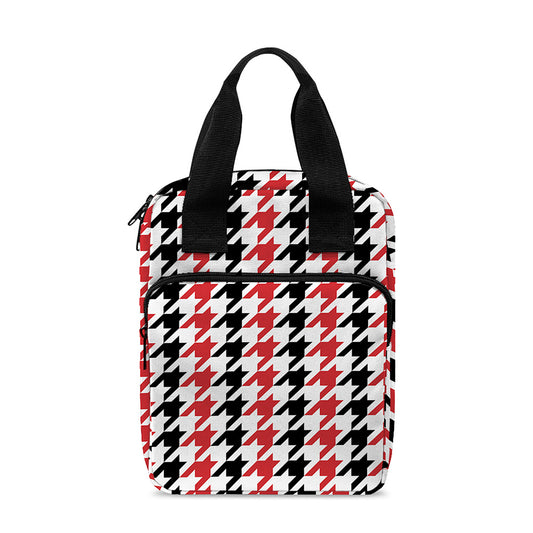 Red Black And White Houndstooth Print Bible Tote Bag