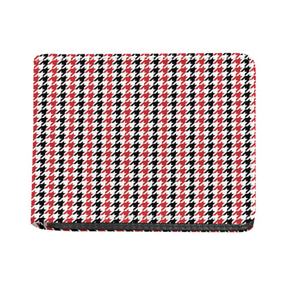 Red Black And White Houndstooth Print Bifold Wallet