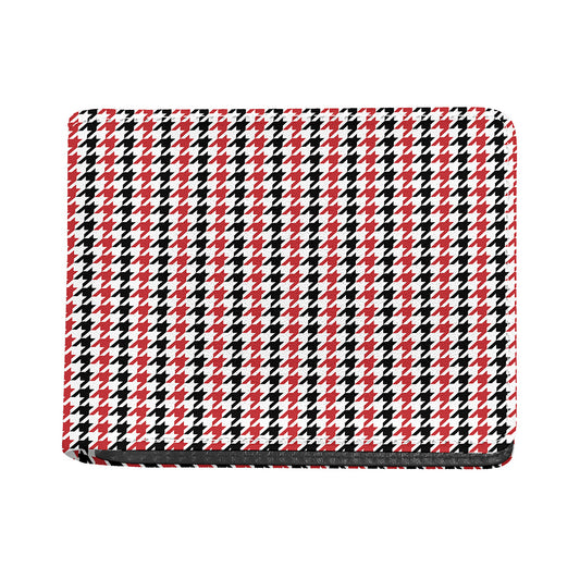 Red Black And White Houndstooth Print Bifold Wallet