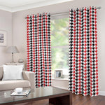 Red Black And White Houndstooth Print Blackout Grommet Curtains