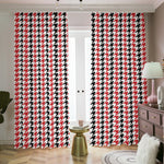 Red Black And White Houndstooth Print Blackout Pencil Pleat Curtains