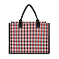 Red Black And White Houndstooth Print Canvas Tote Bag